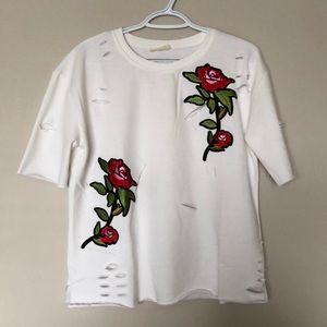 White and red rose top